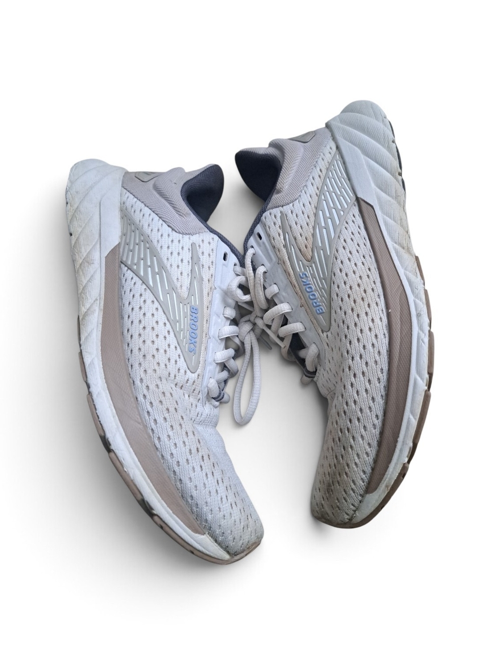 Brooks White and Light Gray Running Shoes